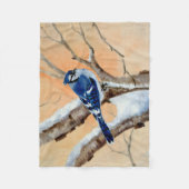 Blue Jay op zonsondergang Fleece Deken (Voorkant)