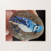 Blue Jay Painted Rock Legpuzzel (Horizontaal)