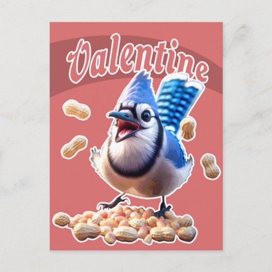 Blue Jay Peanuts Funny Crazy Kinder School Valenti Feestdagenkaart (Voorkant)