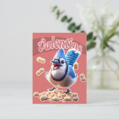 Blue Jay Peanuts Funny Crazy Kinder School Valenti Feestdagenkaart (Staand voorkant)