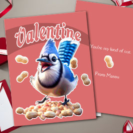 Blue Jay Peanuts Funny Crazy Kinder School Valenti Feestdagenkaart