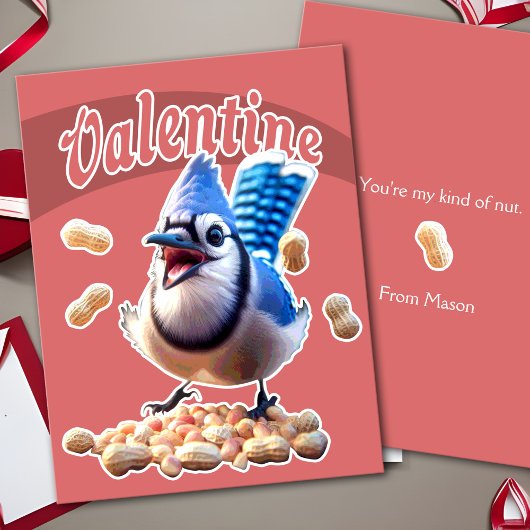 Blue Jay Peanuts Funny Crazy Kinder School Valenti Feestdagenkaart