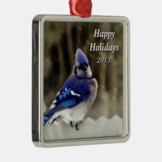 Blue Jay Photo Metalen Ornament (Rechts)