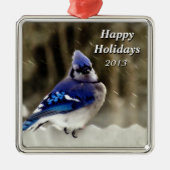 Blue Jay Photo Metalen Ornament (Voorkant)