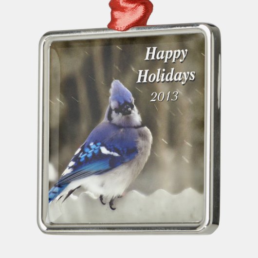 Blue Jay Photo Metalen Ornament (Links)