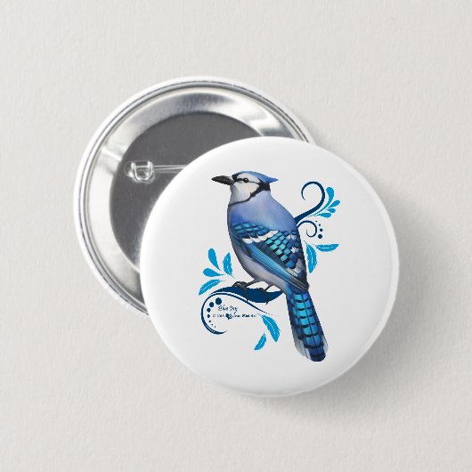 Blue Jay Ronde Button 5,7 Cm (Voorkant /achterkant)
