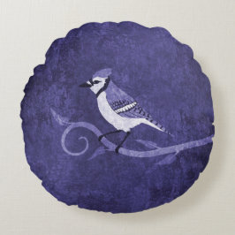 Blue Jay Round Pillow Rond Kussen