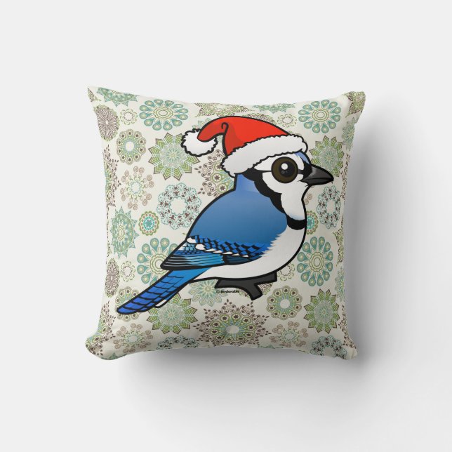 Blue Jay Santa Kussen (Voorkant)