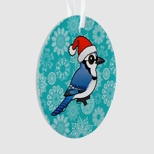 Blue Jay Santa Ornament (voorkant)
