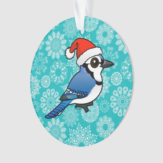 Blue Jay Santa Ornament (voorkant)