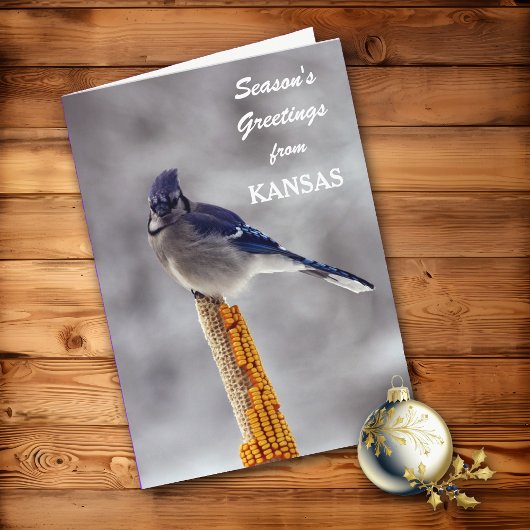 Blue Jay Season's Groeten uit Kansas Feestdagen Kaart