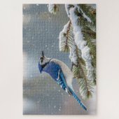 Blue Jay Snow Puzzle - Winter Bird Natuur Art Legpuzzel (Verticaal)