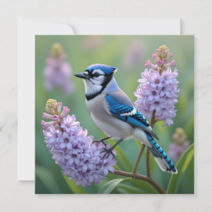  Blue Jay Staande op Lila Branches