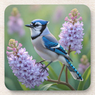  Blue Jay Staande op Lila Branches Bier Onderzetter