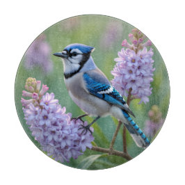  Blue Jay Staande op Lila Branches Snijplank