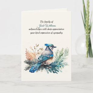 Blue Jay Sympathy Dank u van familie Kaart