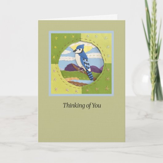 Blue Jay "Thinking of You" Kunstkaart Kaart (Voorkant)