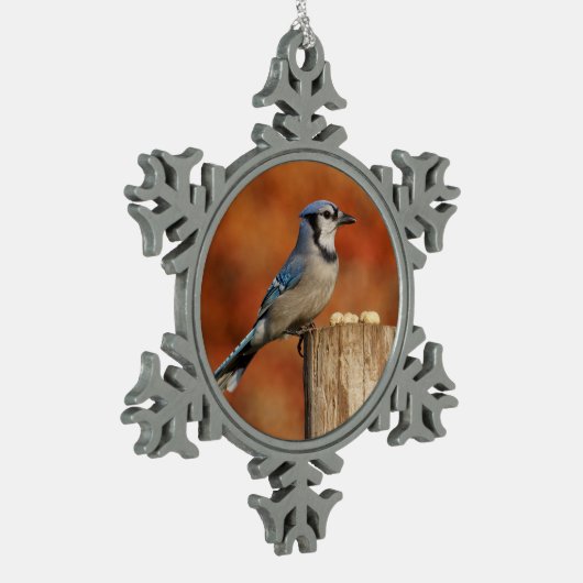 Blue Jay Tin Sneeuwvlok Ornament (Links)