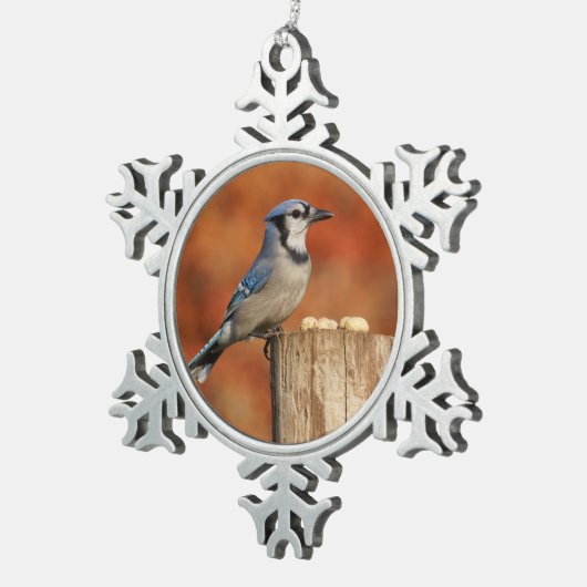 Blue Jay Tin Sneeuwvlok Ornament (Rechts)
