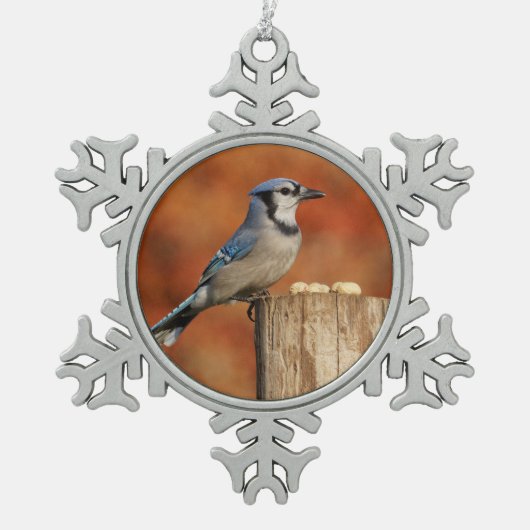 Blue Jay Tin Sneeuwvlok Ornament (Voorkant)