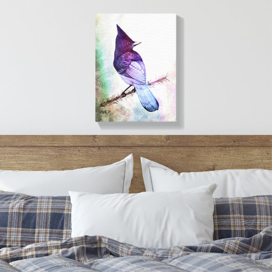 Blue Jay van Aleta Canvas Afdruk (Insitu (Slaapkamer))