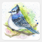 Blue Jay Vierkante Sticker (Voorkant)