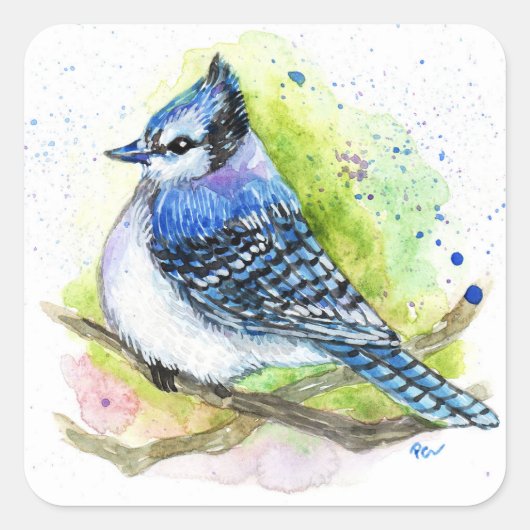 Blue Jay Vierkante Sticker (Voorkant)