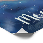 Blue Jay vogel baby slapen op Moon Perfect Poster (Hoek)