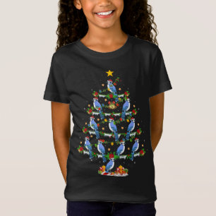 Blue Jay Vogelliefhebber Kerstmis Verlichting Blau T-shirt