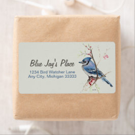 Blue Jay Waterverf Art Return Address Label