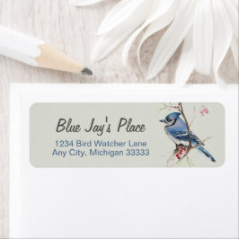 Blue Jay Waterverf Art Return Address Label