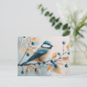 Blue Jay Waterverf Kunst Briefkaart (Staand voorkant)