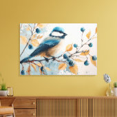 Blue Jay Waterverf Kunst Canvas Afdruk (Insitu (Woonkamer))