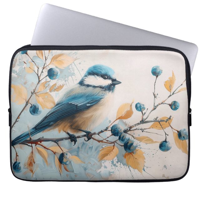 Blue Jay Waterverf Kunst Laptop Sleeve (Voorkant)