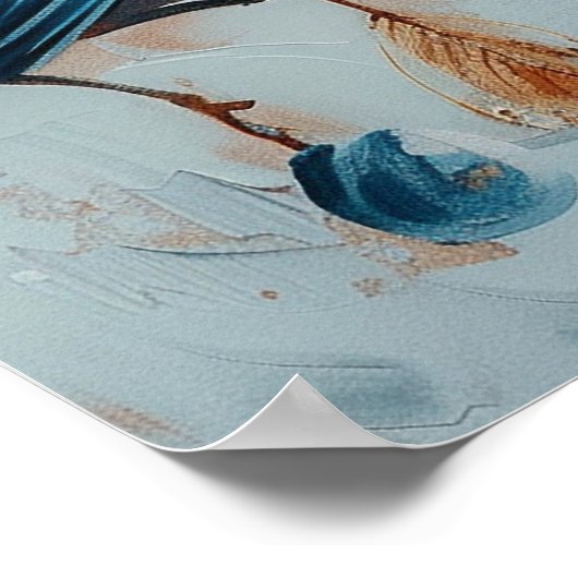 Blue Jay Waterverf Kunst Poster (Hoek)