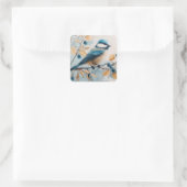 Blue Jay Waterverf Kunst Vierkante Sticker (Tas)