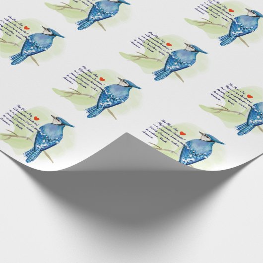 Blue jay waterverf schilderij cadeaupapier (Hoek)