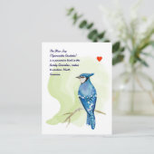 Blue jay waterverf schilderij feestdagenkaart (Staand voorkant)