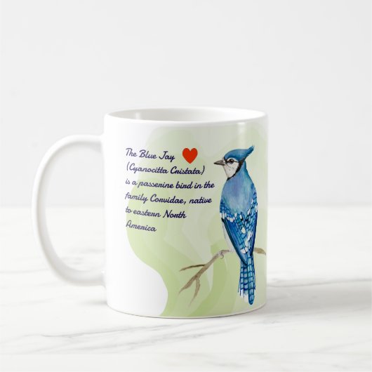 Blue jay waterverf schilderij koffiemok (Links)