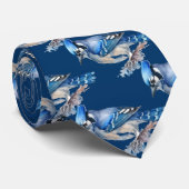 Blue Jay, Waterverf vogelpest Collectie Stropdas (Opgerold)
