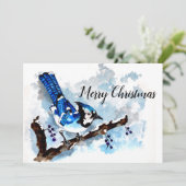 Blue Jay Winter Feestdagenkaart (Staand voorkant)