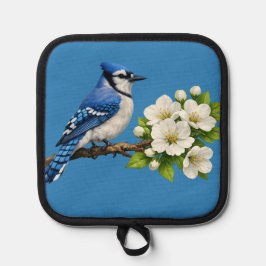 Blue Jay with White Blossoms Pannenlap