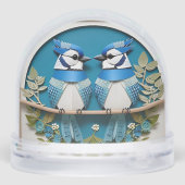 Blue Jays gelegen tussen bloemendetails Sneeuwbol (Achterkant)