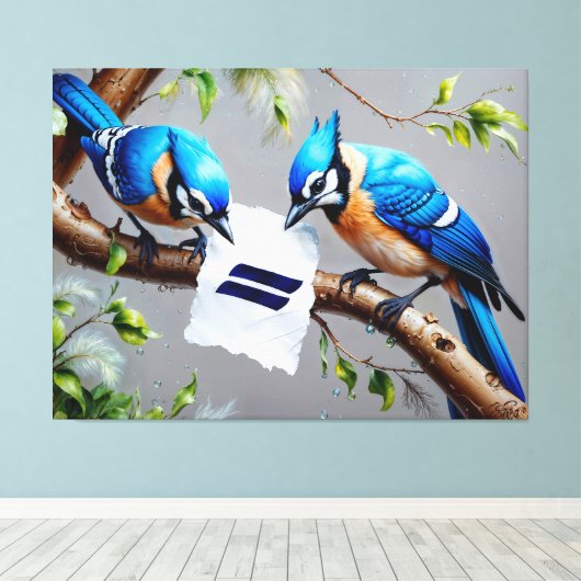 Blue Jays overweegt Canvas Afdruk (Insitu (Houten vloer))
