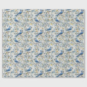 Blue Jays Vogeltakken en Bloesems Cadeaupapier (Vlak)