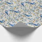 Blue Jays Vogeltakken en Bloesems Cadeaupapier (Hoek)