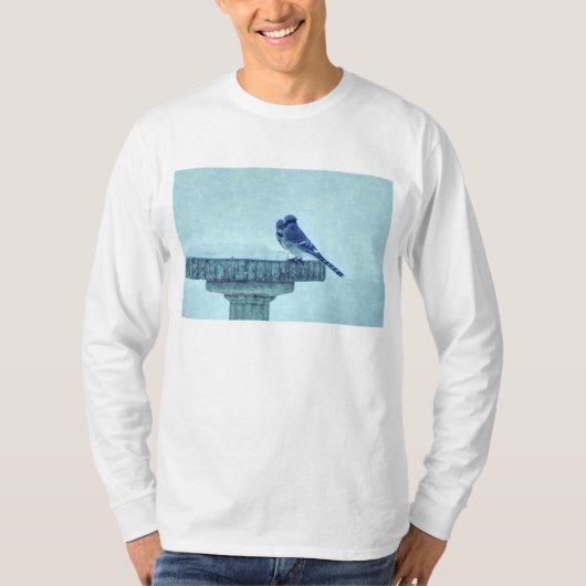 Blue Jays Winter Feeding Painterly T-shirt (Voorkant)
