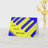 Blue Jazzy Keyboard Verjaardag Kaart (Gele Bloem)