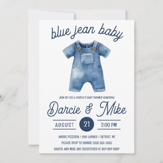 Blue Jean Baby, Baby Boy, Denim Baby shower Kaart (Voorkant)