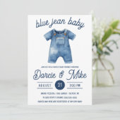 Blue Jean Baby, Baby Boy, Denim Baby shower Kaart (Staand voorkant)
